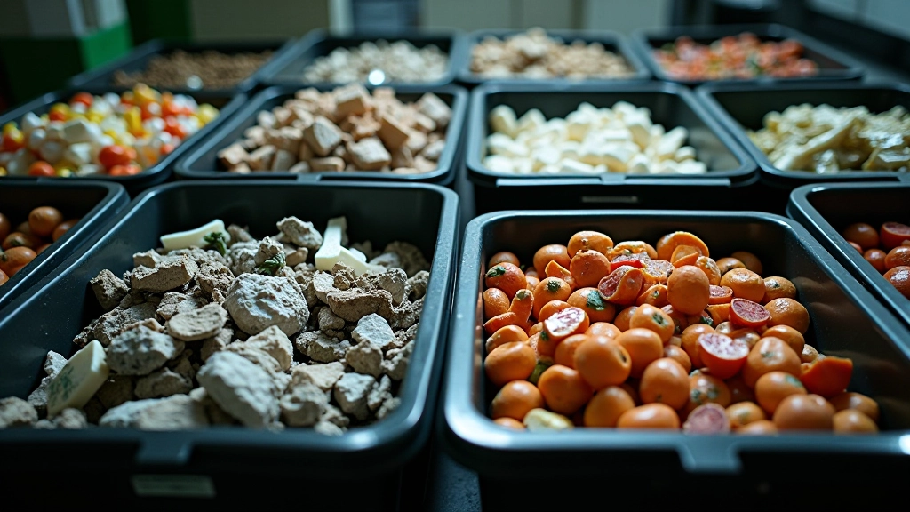 Yapay zeka tarafından sınıflandırılan atık türleri: plastik, kağıt, metal, cam, organik, farklı kutularda gösterilmiş